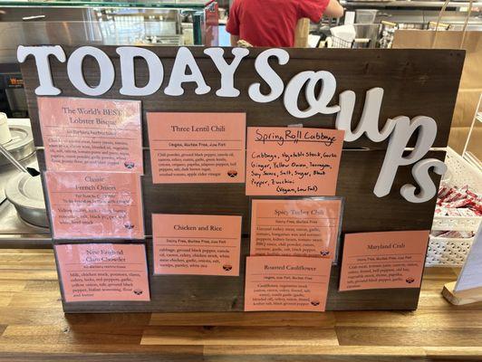 Daily soup menu!