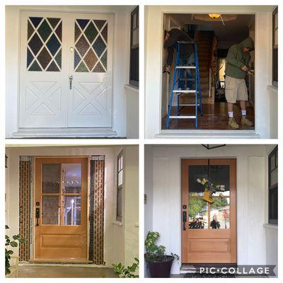 Double 30" doors converted to a single 42" wide door