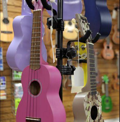 We carry a large selection of ukuleles.