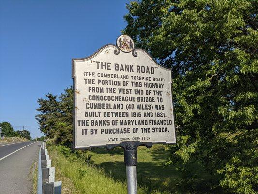 Bank Road Historical Marker, Clear Spring