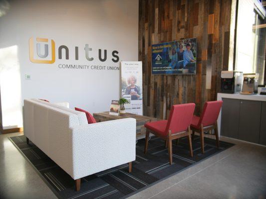 Grab a cup of coffee, sit back and relax in the Unitus living room.