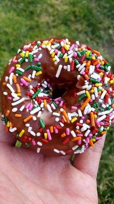 Rainbow Sprinkles Chocolate Cake Donut $1.00 (02/15/20). #Glendale #Donuts