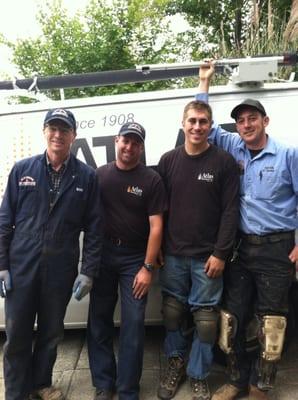 Christmas in August: Bob (owner), Ian, Josh and Kevin install new ducts for a 95 year old customer at no charge.  Helping out.