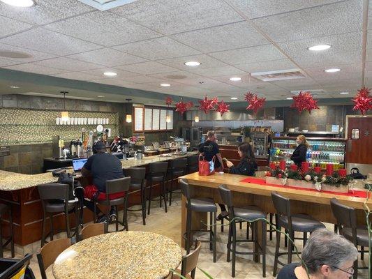 Dining area with island and bar