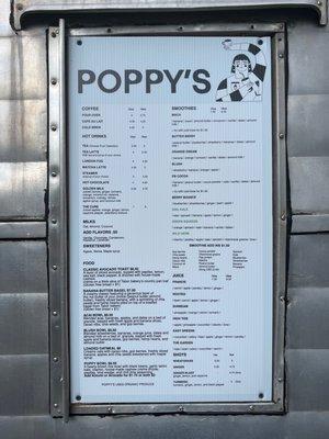 Poppy's Menu