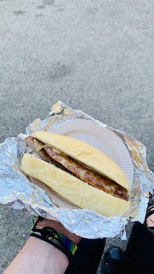 Bratwurst on a Hard Roll with Brown Mustard