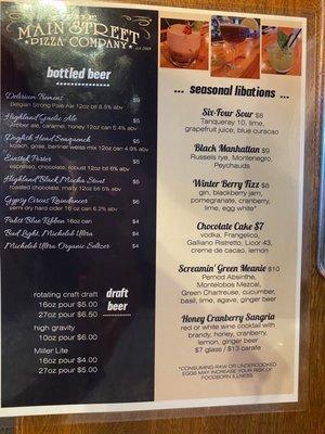 Libations Menu