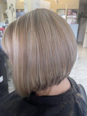 Bob hair cut and highlights