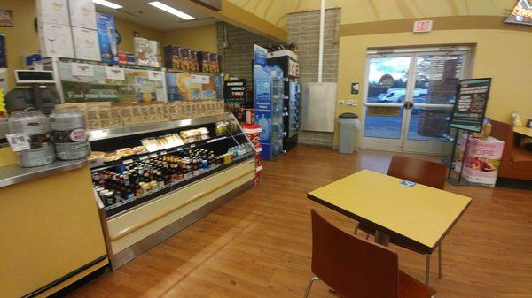 Beer and wine area - cold display with some prepared food