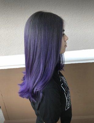 Purple raven color balayage