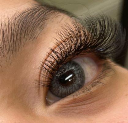 Cat eye, eyelashes extensions done by revive nails & spa