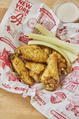 Lemon Pepper Wings - six pieces with ranch or blue cheese