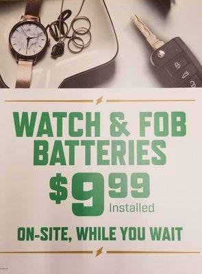 We can help you with Watch and Key Fob battery replacement