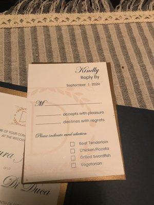 Wedding Invitation RSVP card