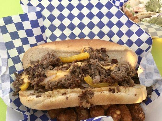 It's hard to tell; but this cheesesteak was huge! And delicious!