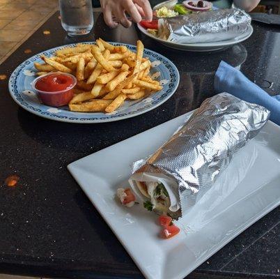 Chicken pita and fries