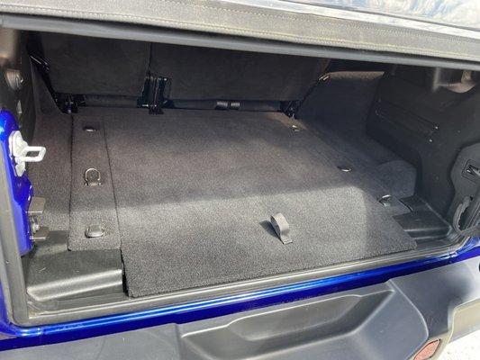 The trunk is clean. I had sand, pet hair and stains from spilt salt water from clamming.