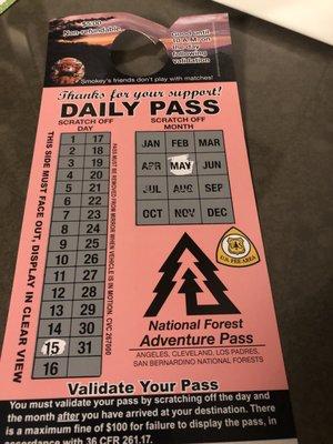 National Forest Adventure Passes available at Big 5. ($5 at time of writing this).