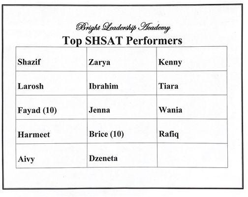 BLA SHSAT Top Performers!