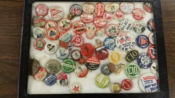 Part of the political button collection.