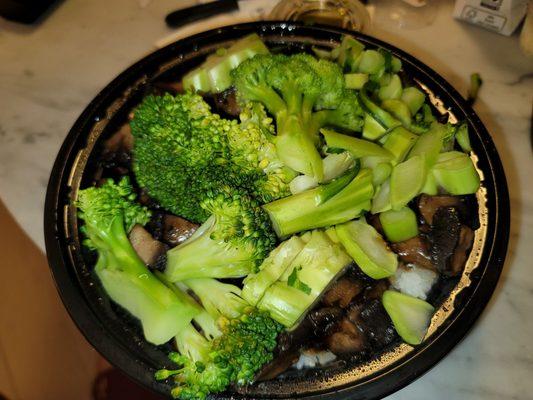 Mushroom teriyaki with added broccoli