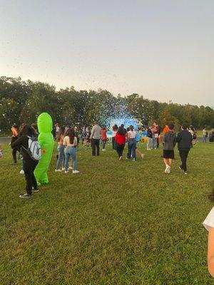 Fall festival at the school, and there's bubbles!!