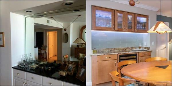 Before & After shot of one of our newly renovated condos completed by interior designer Cheryl Waller