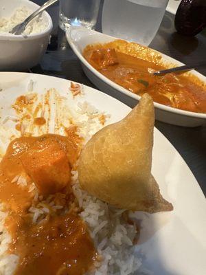 Butter chicken - vegetable samosa - AMAZING!