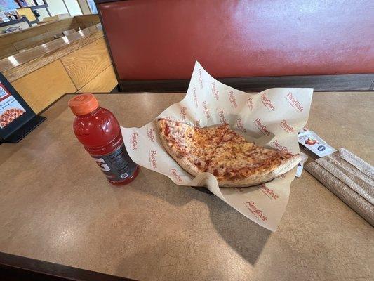 $8 lunch special. 2 Slices of Cheese Pizza & Bottled Soda. They got rid of the Parmesan shakers too. Still a solid deal.