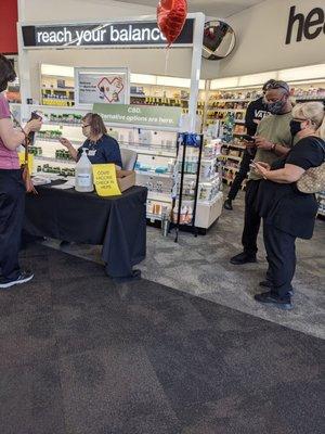 Check in station for covid-19 vaccination patients just after entering the store.