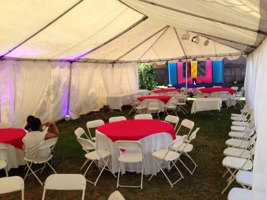 For your party conveniences, Chairs, Tables, Jumpers, Tarps, Helium Tanks ,Lights, Bars, and High End Rentals! Great Service