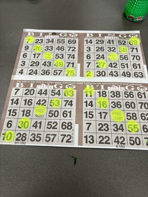 Giant Bingo!!!  3 card hard way stamps!