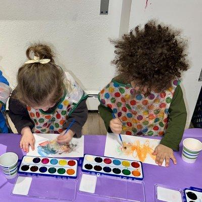 Watercolor time with two year olds!