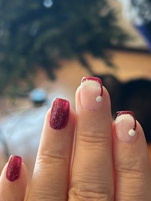 Tan did Christmas nails from a Pinterest photo I showed. Matched exactly to what I wanted!