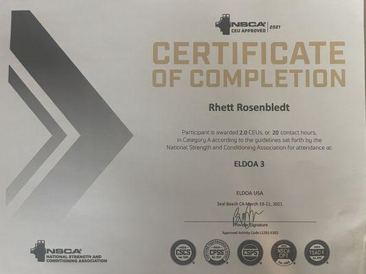 Eldoa Level 3 certification