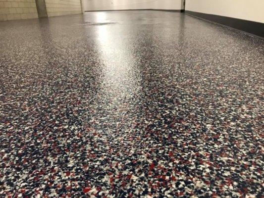 Next time you are at Sun Trust Park, see if you can find our custom flake floors.  The Braves love it!