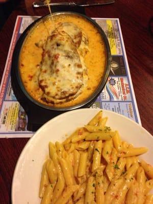 Eggplant Parm and side of pasta (with special order Vodka sauce)