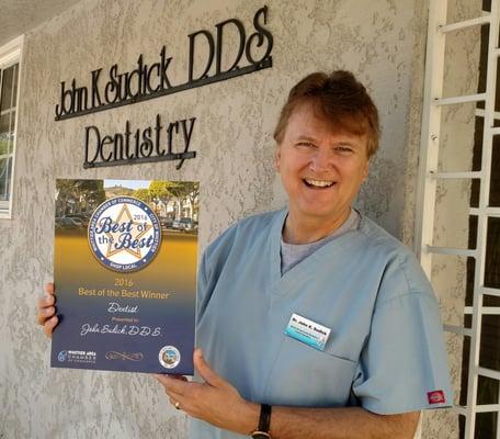 Dr. Sudick Voted Best of the Best Dentist in Whittier 2016 for second year in a row by City of Whittier and Whittier Chamber of Commmerce.