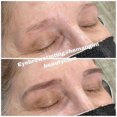 Before and after pics. Of eyebrows tinting