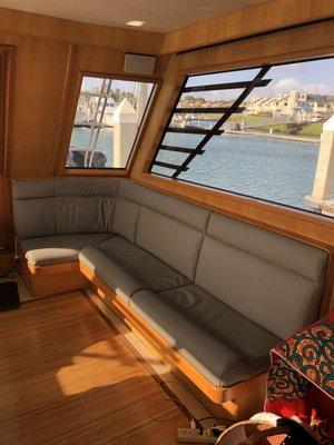 Salon on yacht with new upholstery!