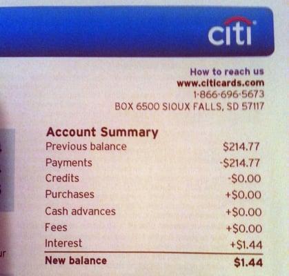 Citibank is hard up for the $1.44 that I owe.