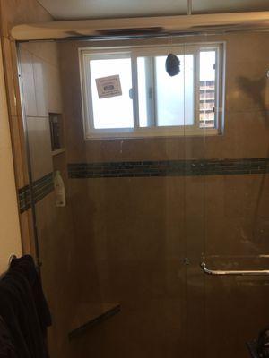 New large shower doors installed by advanced glass.