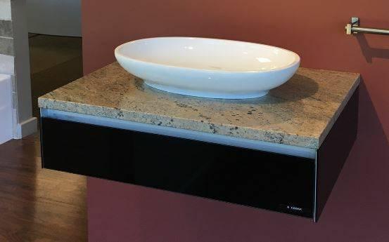 Found a beautiful wall mounted vanity with granite top & nightlight.