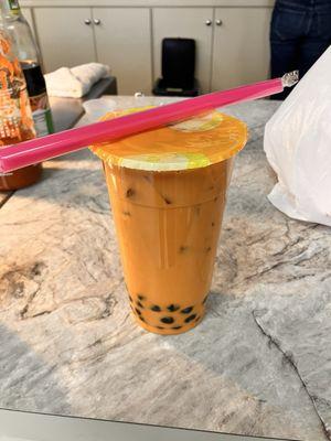 Thai tea with boba