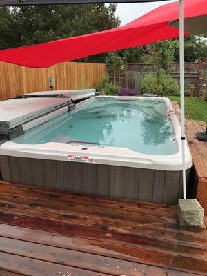 We had our swim spa set up about 3 feet into the ground.  Great!