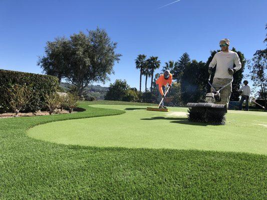 putting green sand application