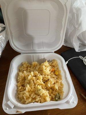 Half empty box of "side of rice " for 4.50