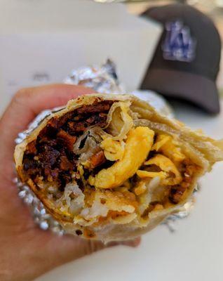 Bacon breakfast burrito. $15. Pandemic prices.. Tiny!.