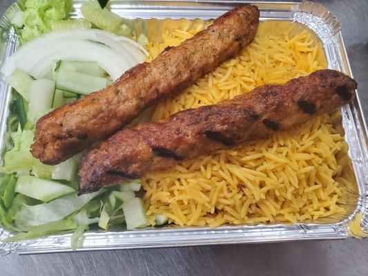 Chicken kabab over rice