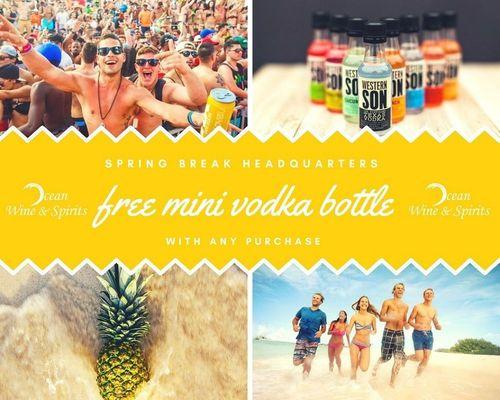 FREE vodka bottle for our spring breakers with any purchase!